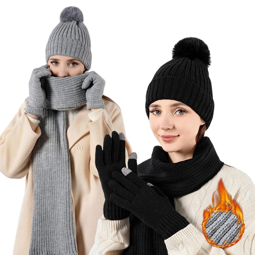 3Pcs/Set Soft Knitted Hat Warm Touchscreen Gloves Winter Women Hats Scarf Gloves Set Outdoor рожевий
3Pcs/Set Soft Knitted Hat Warm Touchscreen Gloves Winter Women Hats Scarf Gloves Set Outdoor рожевий