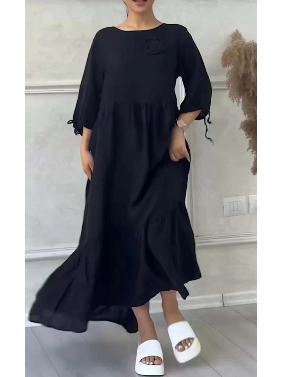 2024 Cross-Season Women s Solid Color Casual Dress with Round Neck & Drawstring Back Tie 4XL чорний
2024 Cross-Season Women s Solid Color Casual Dress with Round Neck & Drawstring Back Tie 4XL чорний