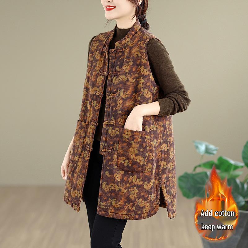Retro Chinese Stand Collar Frog Button Printed Padded Vest - Winter 2026 Mid-Length Sleeveless Design XL жовтий/квітковий
Retro Chinese Stand Collar Frog Button Printed Padded Vest - Winter 2026 Mid-Length Sleeveless Design XL жовтий/квітковий