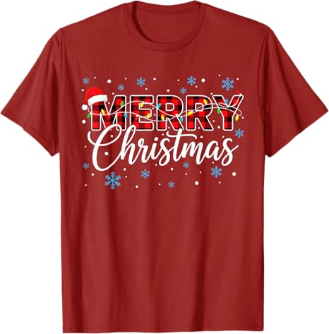 Funny Merry Christmas Buffalo Plaid Santa Hat Unisex Women TShirt Xmas Costume Novelty Gift Festive Santa Hat and String Lights S
Funny Merry Christmas Buffalo Plaid Santa Hat Unisex Women TShirt Xmas Costume Novelty Gift Festive Santa Hat and String Lights S