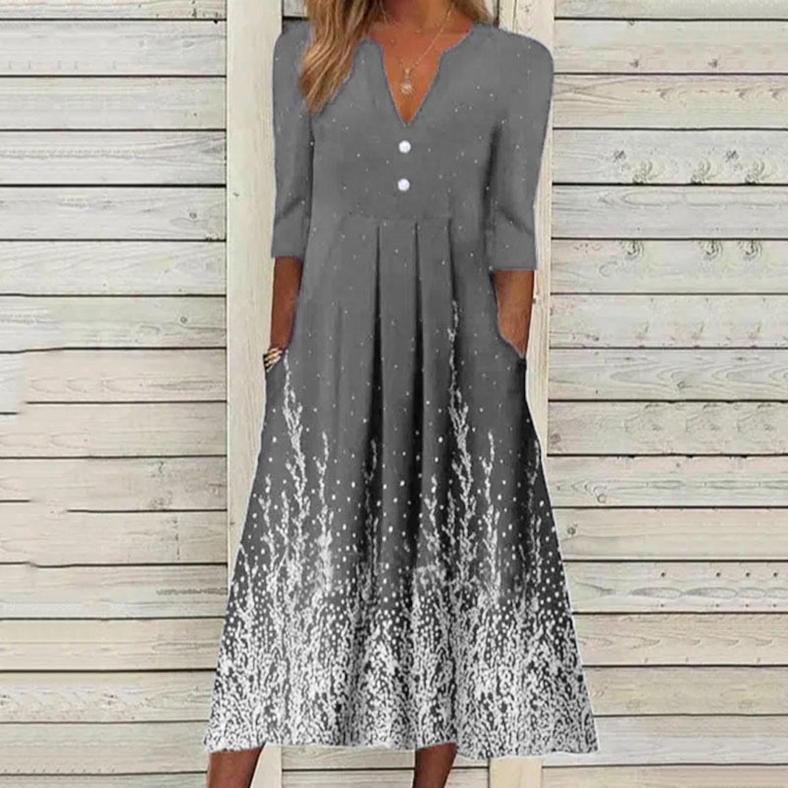 Женское летнее повседневное модное свободное платье с v-образным вырезом и средними рукавами и пуговицами L серый
Женское летнее повседневное модное свободное платье с v-образным вырезом и средними рукавами и пуговицами L серый