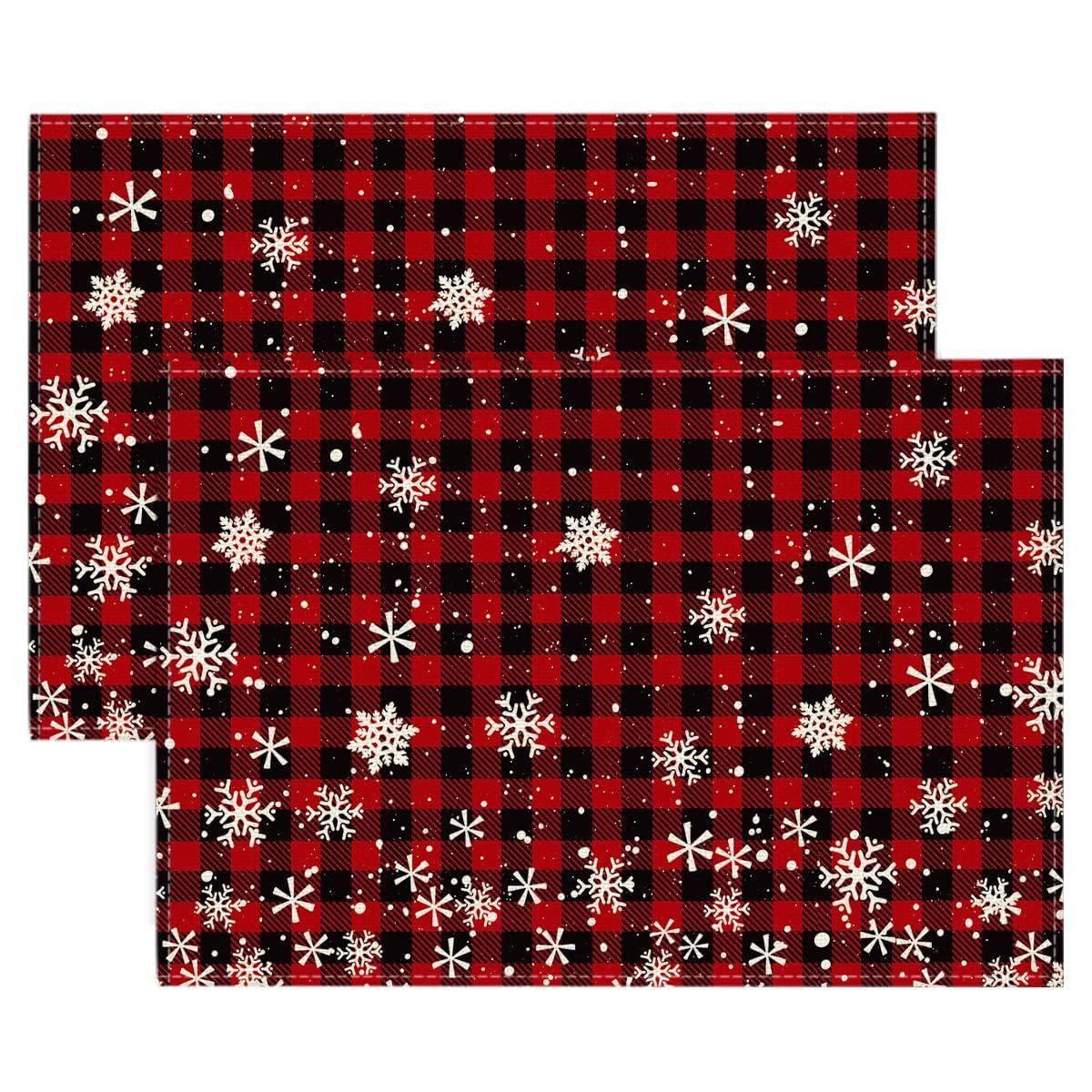 Red and Black Buffalo Plaid Snowflakes Christmas Round Placemats Set of 8, 14 Inch Winter Round Table Mats for Dining Decoration 12 x 18 , Rectangular 2 Pcs
Red and Black Buffalo Plaid Snowflakes Christmas Round Placemats Set of 8, 14 Inch Winter Round Table Mats for Dining Decoration 12 x 18 , Rectangular 2 Pcs