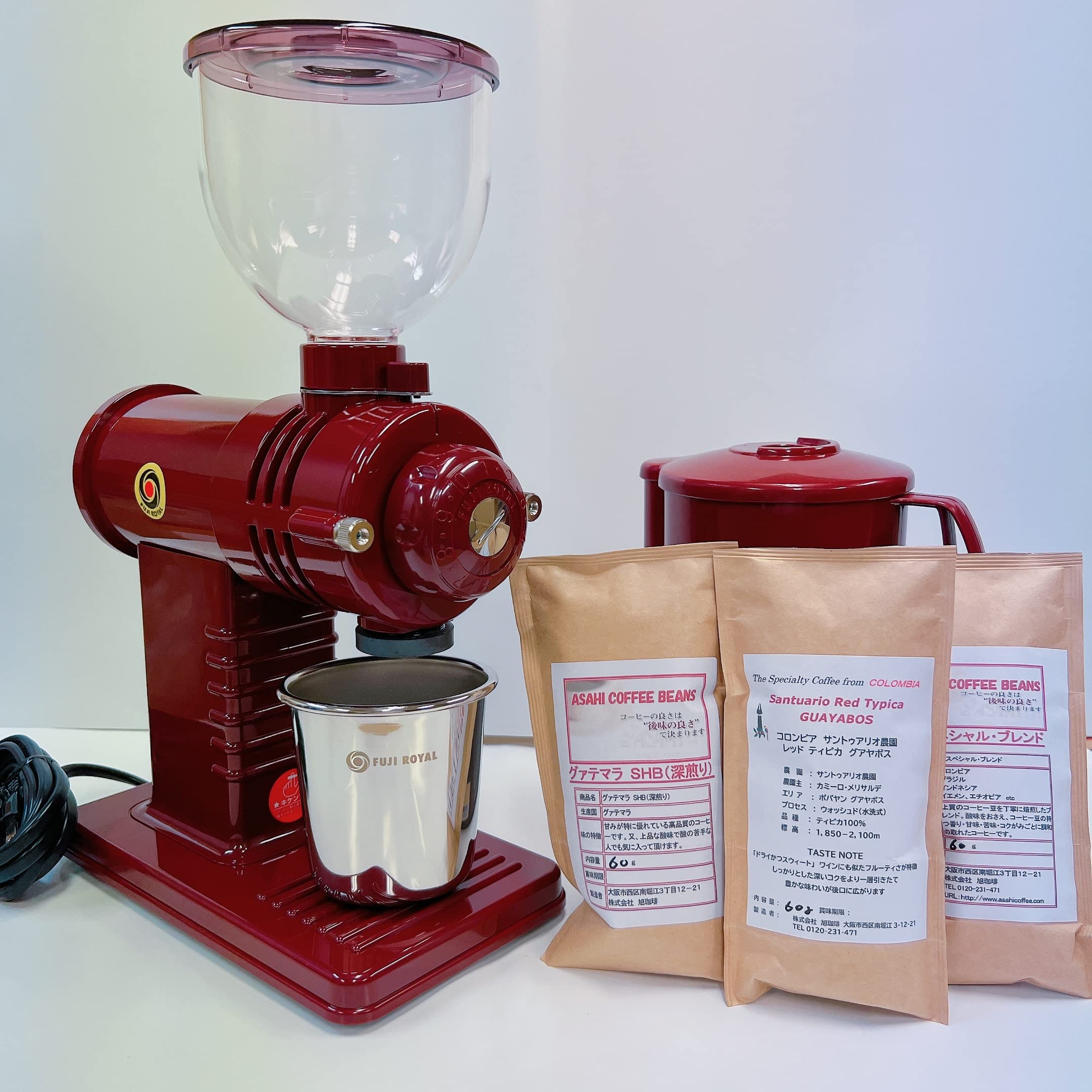FUJI ROYAL Mirukko (Red) R-220 Coffee Bean Set with 180g Comparison Fuji Coffee (Red, Coffee Bean Set + Stainless Steel Can)
FUJI ROYAL Mirukko (Red) R-220 Coffee Bean Set with 180g Comparison Fuji Coffee (Red, Coffee Bean Set + Stainless Steel Can)