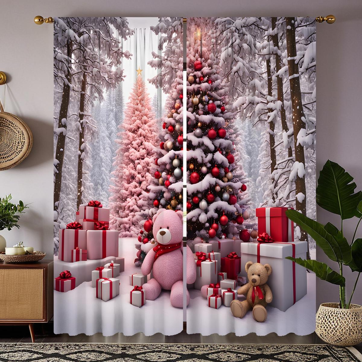 2 шт. HD Рождество после снега Рождественская елка Медведь подарочная коробка Декоративная занавеска Розовая завязка цифровая печать занавеска Украшение для дома W52H63inchW132H160cm
2 шт. HD Рождество после снега Рождественская елка Медведь подарочная коробка Декоративная занавеска Розовая завязка цифровая печать занавеска Украшение для дома W52H63inchW132H160cm