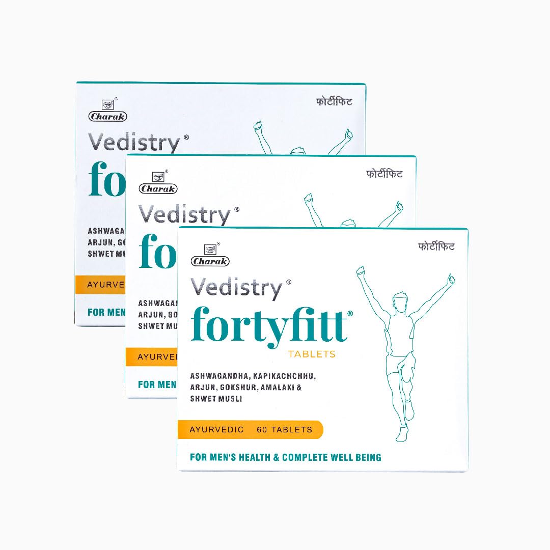 Charak Fortyfitt Tablets For Men | Immunity, Vitality & Energy | Physical And Mental Health | Health Supplement | 60 Tablets X Pack of 3
Charak Fortyfitt Tablets For Men | Immunity, Vitality & Energy | Physical And Mental Health | Health Supplement | 60 Tablets X Pack of 3