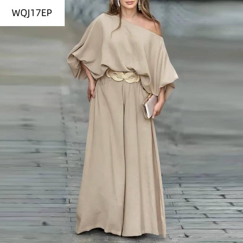 Женская мода косой воротник-фонарик длинный рукав топ широкие брюки комплекты S чёрный
Женская мода косой воротник-фонарик длинный рукав топ широкие брюки комплекты S чёрный