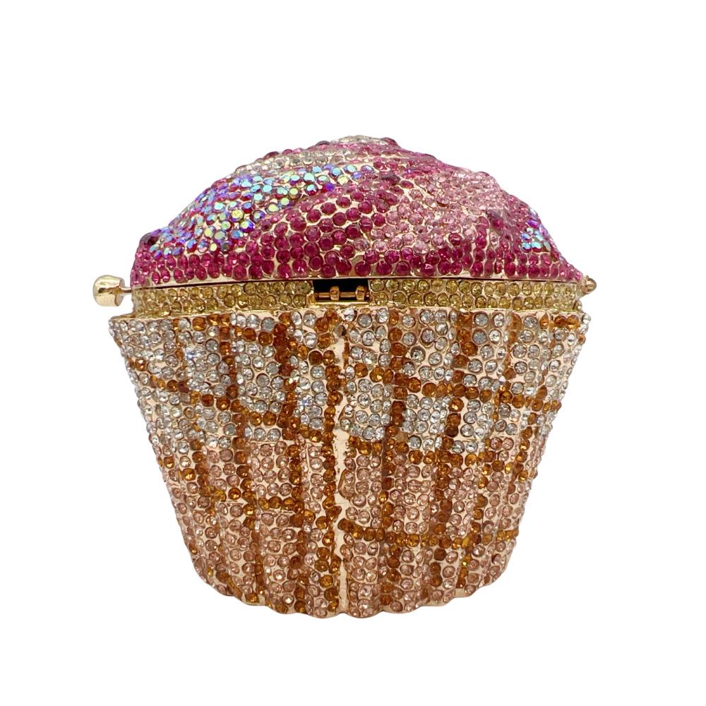 Cupcake Clutch: Crystal Ice Cream Evening Bag with Metal Accents
Cupcake Clutch: Crystal Ice Cream Evening Bag with Metal Accents