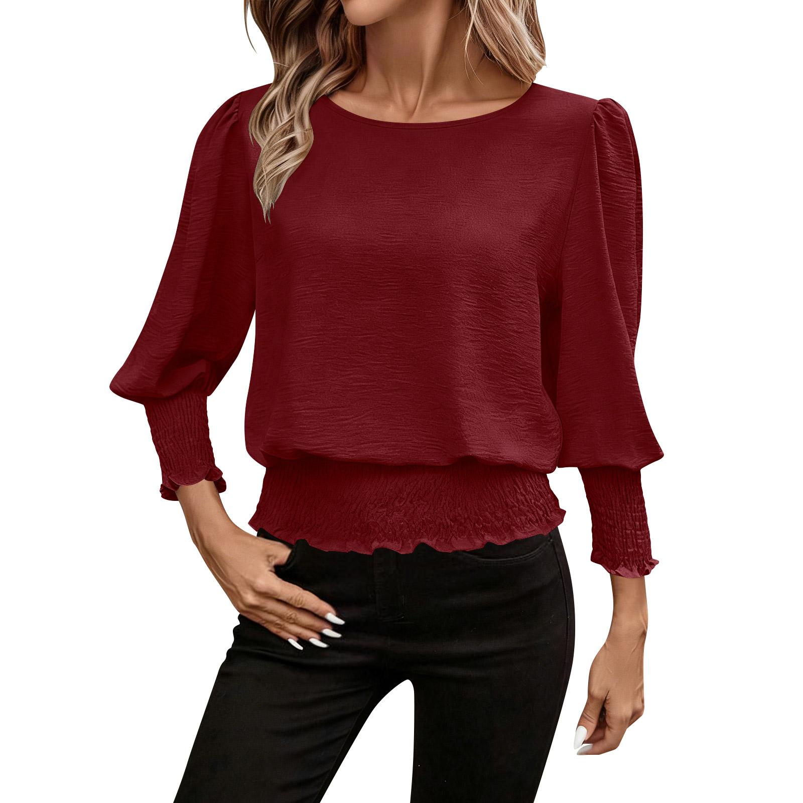 Women s Fashion -Colour Fitted Bubble-3/4Sleeve Cropped Casual Stretch Shirt With Round Neck L винний
Women s Fashion -Colour Fitted Bubble-3/4Sleeve Cropped Casual Stretch Shirt With Round Neck L винний