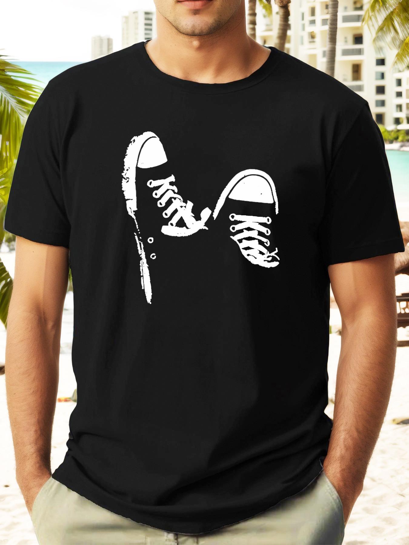 Stylish Black Short-Sleeve T-shirt with White Sneaker Print - Casual Summer Top XXXXL
Stylish Black Short-Sleeve T-shirt with White Sneaker Print - Casual Summer Top XXXXL