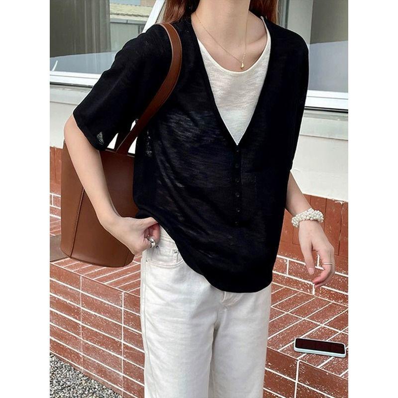 Summer design sense Japanese V-neck fake two-piece short-sleeved knitted sweater women s Korean version loose T-shirt age-reducing top One size имбирный
Summer design sense Japanese V-neck fake two-piece short-sleeved knitted sweater women s Korean version loose T-shirt age-reducing top One size имбирный