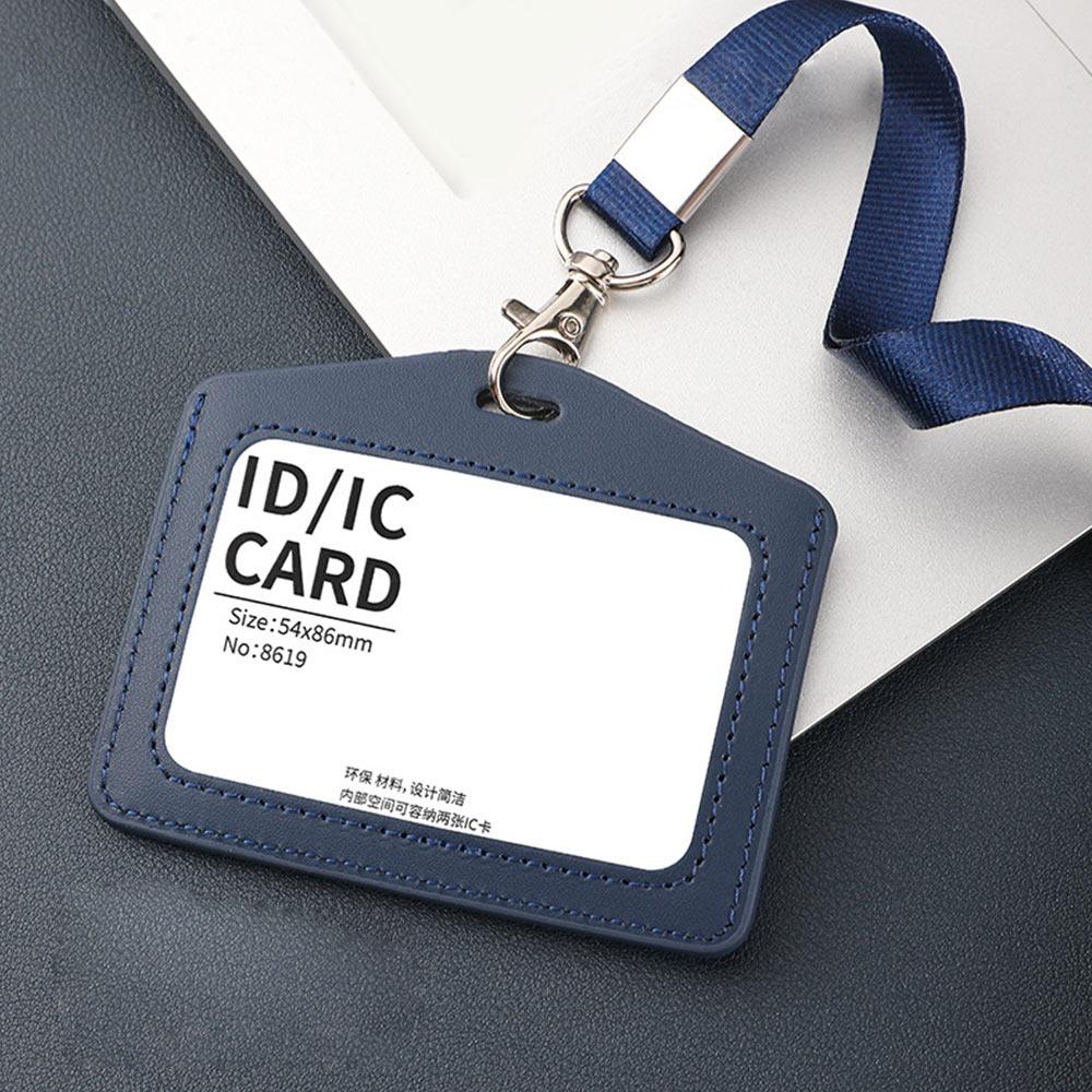 High Quality Genuine Leather Work Card Holder With Neck Lanyard Solid Color ID Card Cover ID Badge Holders Business
High Quality Genuine Leather Work Card Holder With Neck Lanyard Solid Color ID Card Cover ID Badge Holders Business