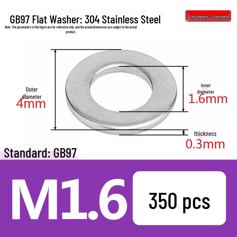 Thickened Enlarged Flat Washer Set: 304 Stainless Steel, M3-M10
Thickened Enlarged Flat Washer Set: 304 Stainless Steel, M3-M10