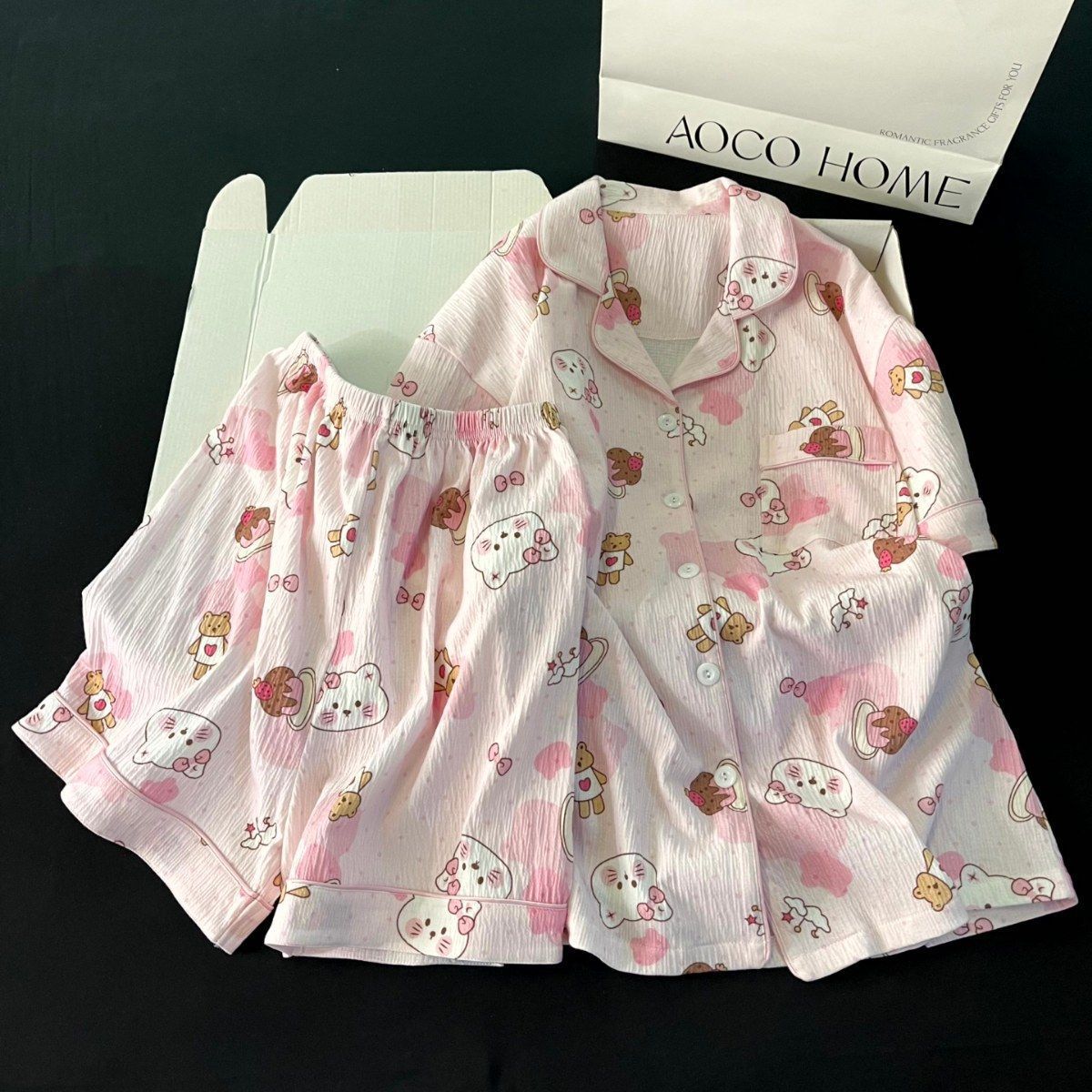 Sweet pink love kitten pajamas women s summer short-sleeved shorts ins wind suit student dormitory casual home S
Sweet pink love kitten pajamas women s summer short-sleeved shorts ins wind suit student dormitory casual home S