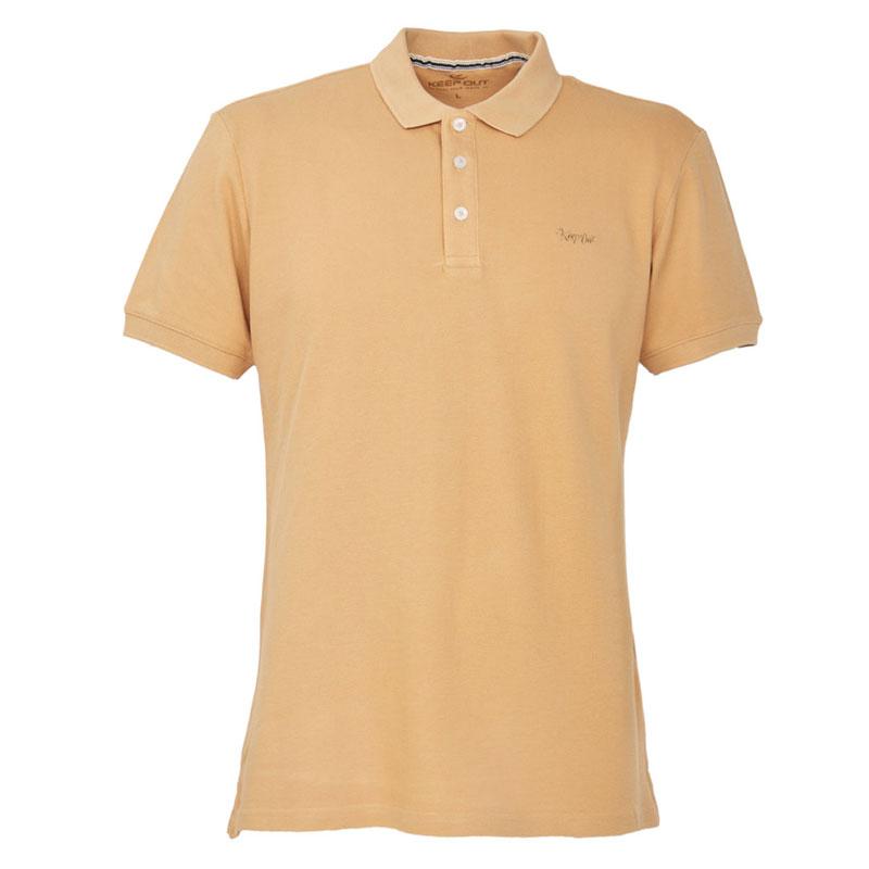 Мужская базовая футболка с воротником поло горчичного цвета 
Мужская базовая футболка с воротником поло горчичного цвета