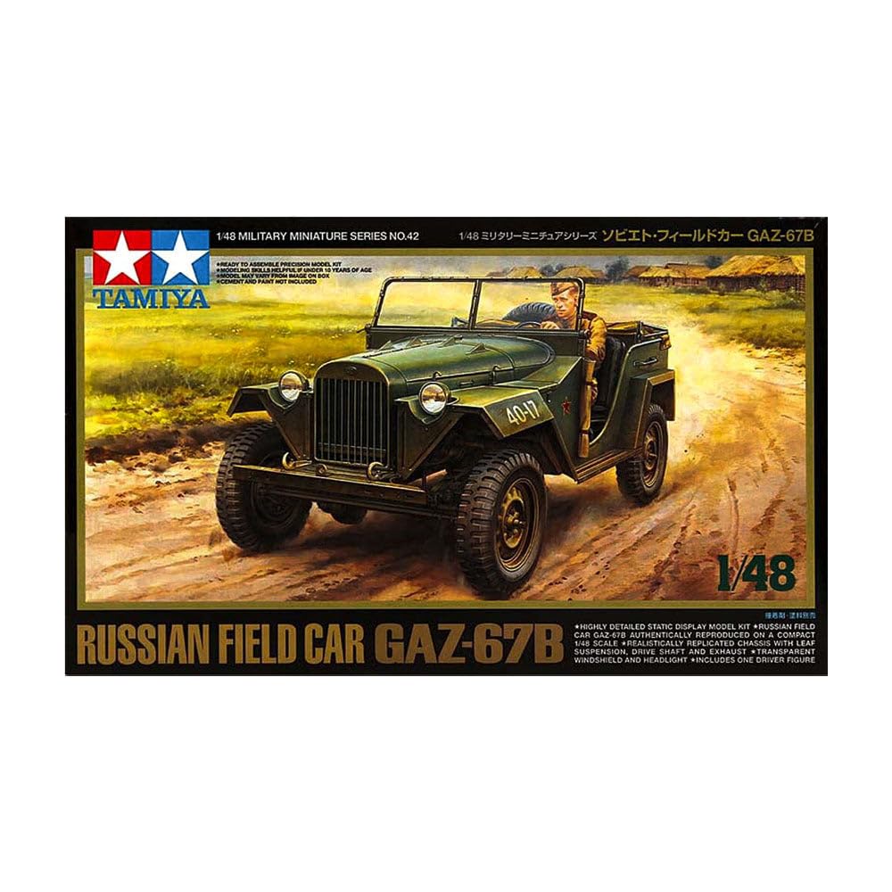 Tamiya 148 Military Miniature Series No.42 Soviet Army Field Car GAZ-67B Plastic Model 32542
Tamiya 148 Military Miniature Series No.42 Soviet Army Field Car GAZ-67B Plastic Model 32542