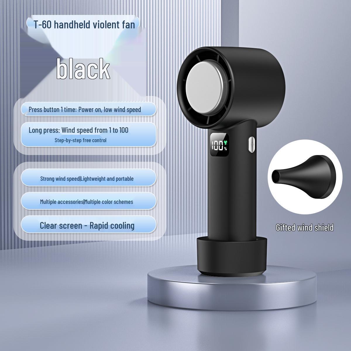 2025 T60 High-Speed Handheld Mini Fan with USB, Digital Display & Nozzle 60*58*156 чорний
2025 T60 High-Speed Handheld Mini Fan with USB, Digital Display & Nozzle 60*58*156 чорний