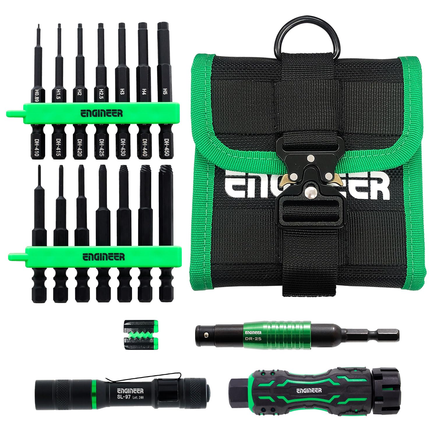 Engineer Screwless Q 19 Hexagonal wrench sizes 5 Set, pieces, 0.89, 1.5, 2, 2.5, 3, 4, mm, DXZ-45 зелёный
Engineer Screwless Q 19 Hexagonal wrench sizes 5 Set, pieces, 0.89, 1.5, 2, 2.5, 3, 4, mm, DXZ-45 зелёный