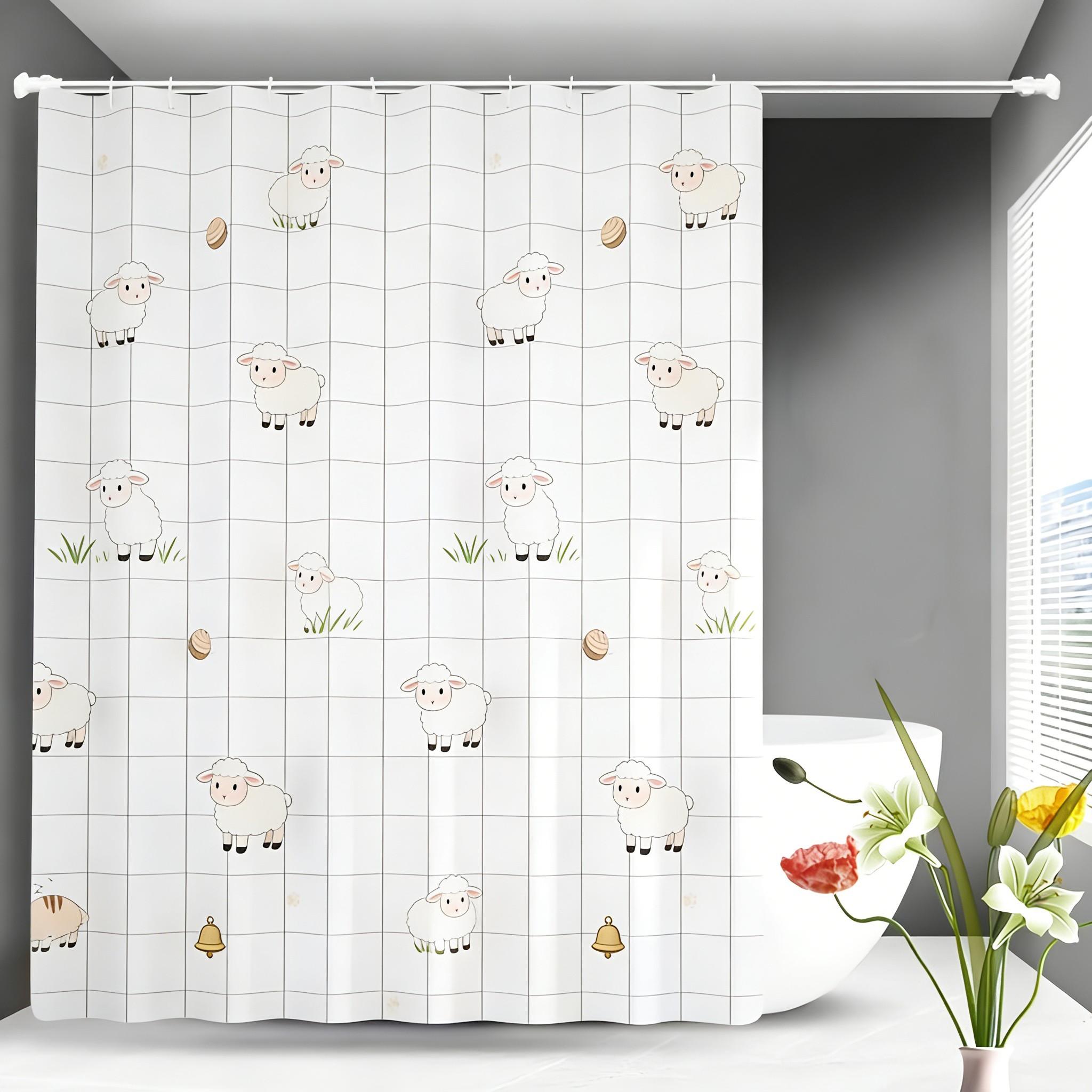 Cute Cartoon Puppies & Kittens Shower Curtain - Waterproof Polyester with Hearts & Yarn Balls on White Grid 1pc-90x180
Cute Cartoon Puppies & Kittens Shower Curtain - Waterproof Polyester with Hearts & Yarn Balls on White Grid 1pc-90x180