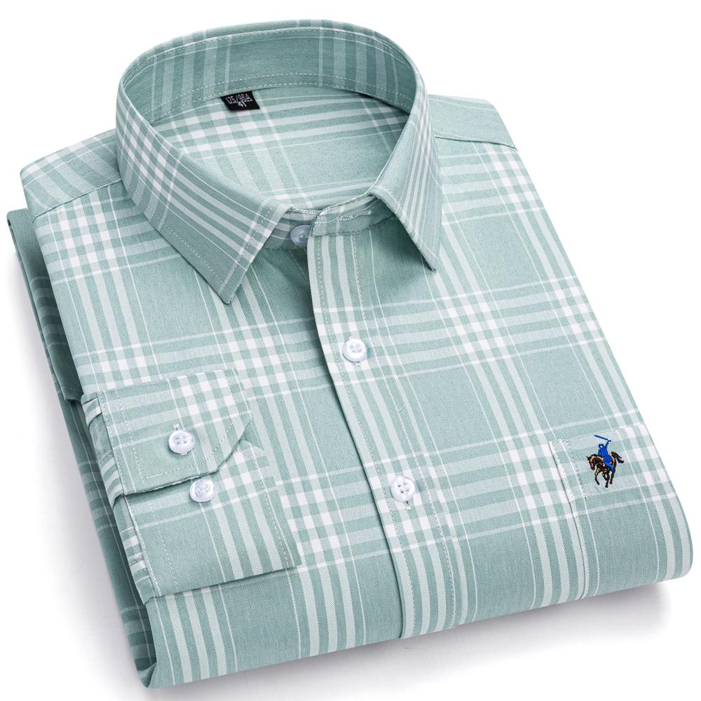 Мужская стильная клетчатая рубашка из 100% хлопка, повседневная, на пуговицах, с длинным рукавом, с вышитым рисунком «Верховая езда», подходит для всех сезонов 45
Мужская стильная клетчатая рубашка из 100% хлопка, повседневная, на пуговицах, с длинным рукавом, с вышитым рисунком «Верховая езда», подходит для всех сезонов 45