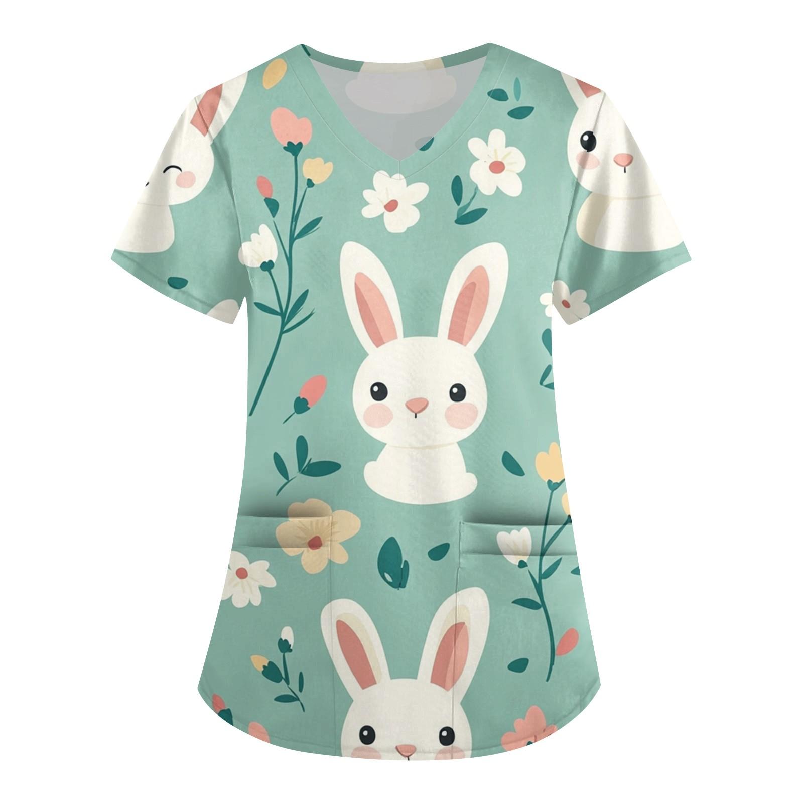 Женская модная рабочая одежда с V-образным вырезом и короткими рукавами, с карманами, с принтом в виде пасхального топа, одежда для ухода M зелёный
Женская модная рабочая одежда с V-образным вырезом и короткими рукавами, с карманами, с принтом в виде пасхального топа, одежда для ухода M зелёный