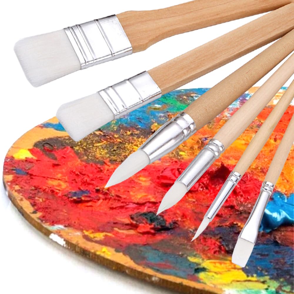 GLOWZEN Watercolor Brush Nylon Bristle Set of 6 Art Paint Brush Set Plastic Model Brush Oil Painting Watercolor Painting Acrylic Painting
GLOWZEN Watercolor Brush Nylon Bristle Set of 6 Art Paint Brush Set Plastic Model Brush Oil Painting Watercolor Painting Acrylic Painting
