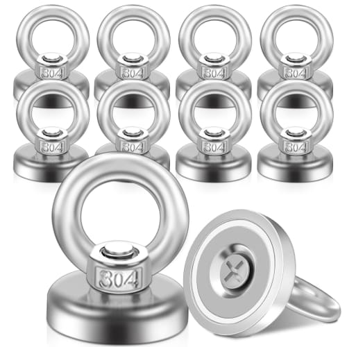 Set of 10 Super Strong Magnetic Hooks, 20mm Diameter, Neodymium Magnets, 12kg Vertical Load Capacity, Waterproof and Corrosion Resistant, for Salvage,
Set of 10 Super Strong Magnetic Hooks, 20mm Diameter, Neodymium Magnets, 12kg Vertical Load Capacity, Waterproof and Corrosion Resistant, for Salvage,