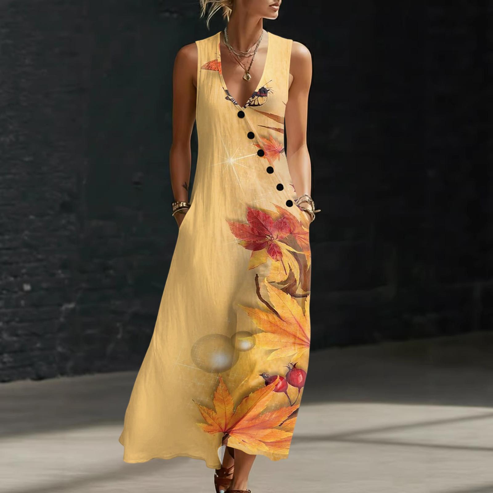 Summer Dresses For Women Flowy Casual Midi Dress Beach Vacation Sundresses With Pockets XL жовтий
Summer Dresses For Women Flowy Casual Midi Dress Beach Vacation Sundresses With Pockets XL жовтий