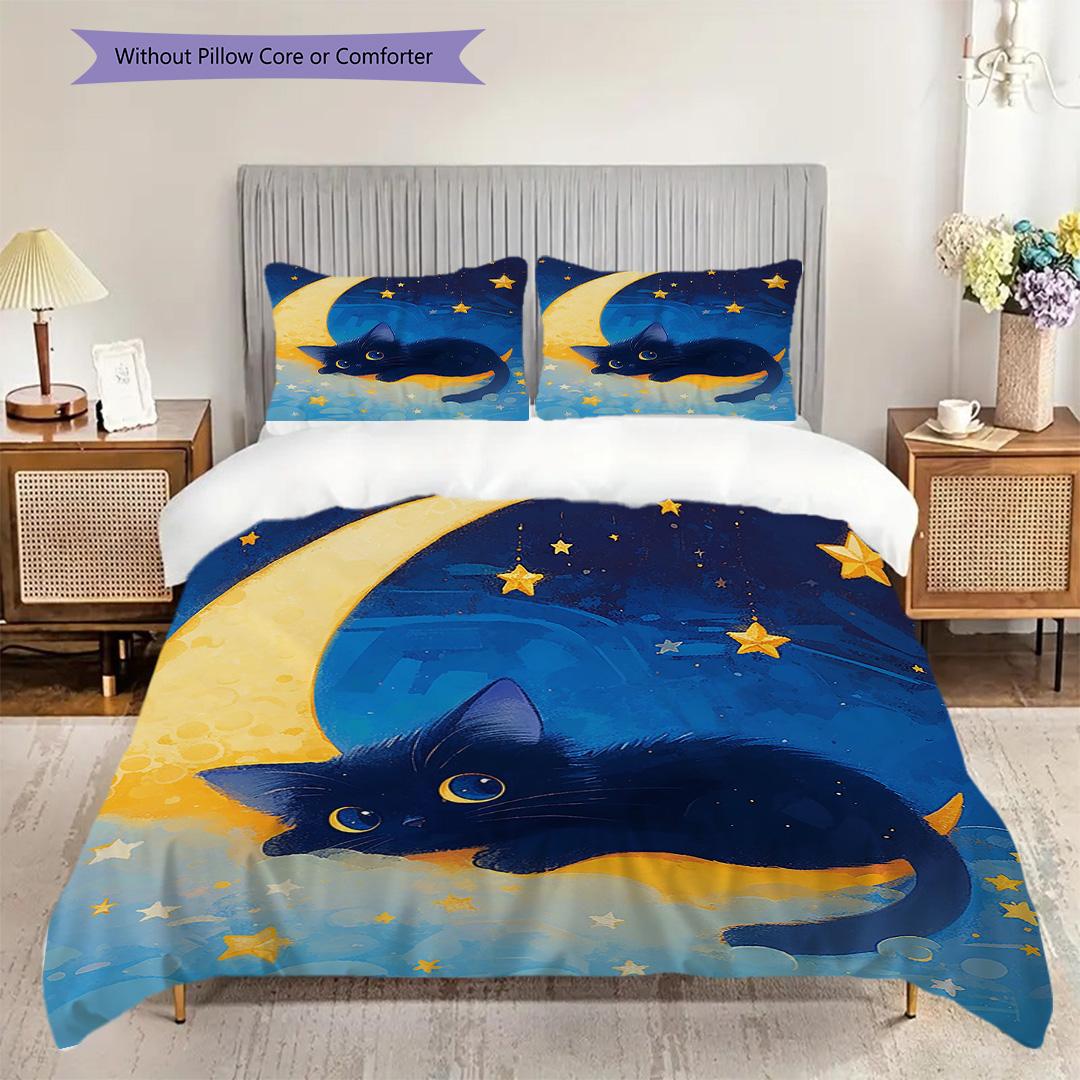 Black Cat Pattern Bedding Quilt Set Quilt Cover Pillowcase Home Decoration Birthday Gift (1 * duvet cover + 2 * pillowcase, without core) 135x200cm
Black Cat Pattern Bedding Quilt Set Quilt Cover Pillowcase Home Decoration Birthday Gift (1 * duvet cover + 2 * pillowcase, without core) 135x200cm