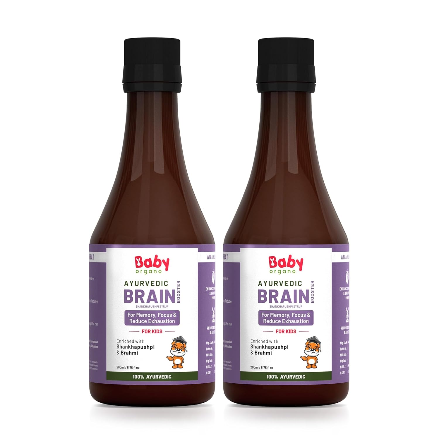 Babyorgano Ayurvedic Shankhpushpi, Brahmi Brain Booster Syrup for Kids 200ml Combo (5-15 Years) | Concentration, Memory, Focus FDA Approved
Babyorgano Ayurvedic Shankhpushpi, Brahmi Brain Booster Syrup for Kids 200ml Combo (5-15 Years) | Concentration, Memory, Focus FDA Approved