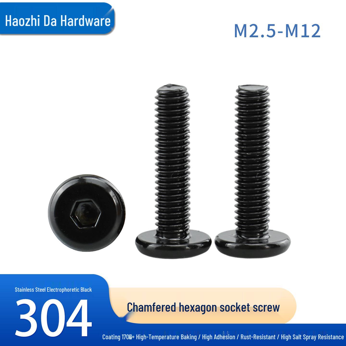 Stainless Steel Black Countersunk Hex Socket Screws, M2.5-M12, Flat Round Head Bolts M2.5*4 (40 pcs)
Stainless Steel Black Countersunk Hex Socket Screws, M2.5-M12, Flat Round Head Bolts M2.5*4 (40 pcs)