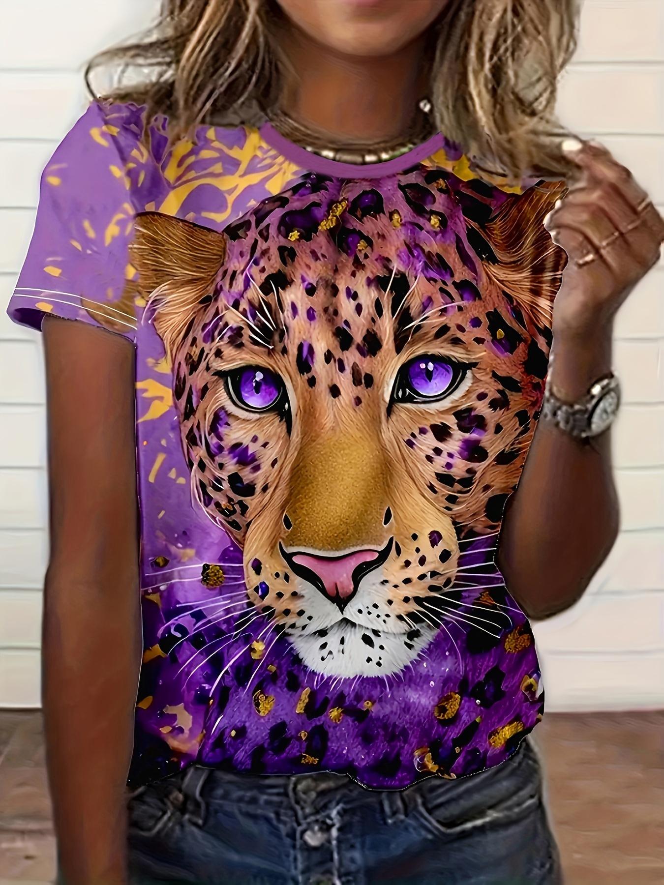 Tiger Print T-Shirt - Short Sleeve Round Neck Casual Summer Blouse Top with Tiger. Machine Washable Suitable for Warm Weather. Casual Attire ; Layerin S дубильна кора
Tiger Print T-Shirt - Short Sleeve Round Neck Casual Summer Blouse Top with Tiger. Machine Washable Suitable for Warm Weather. Casual Attire ; Layerin S дубильна кора