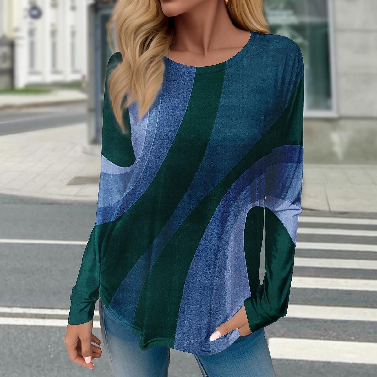 Женская зимняя хлопковая футболка с геометрическим принтом, контрастные винтажные свободные рубашки с длинными рукавами и принтом, топ, весенне-осенняя элегантная женская футболка 5XL
Женская зимняя хлопковая футболка с геометрическим принтом, контрастные винтажные свободные рубашки с длинными рукавами и принтом, топ, весенне-осенняя элегантная женская футболка 5XL