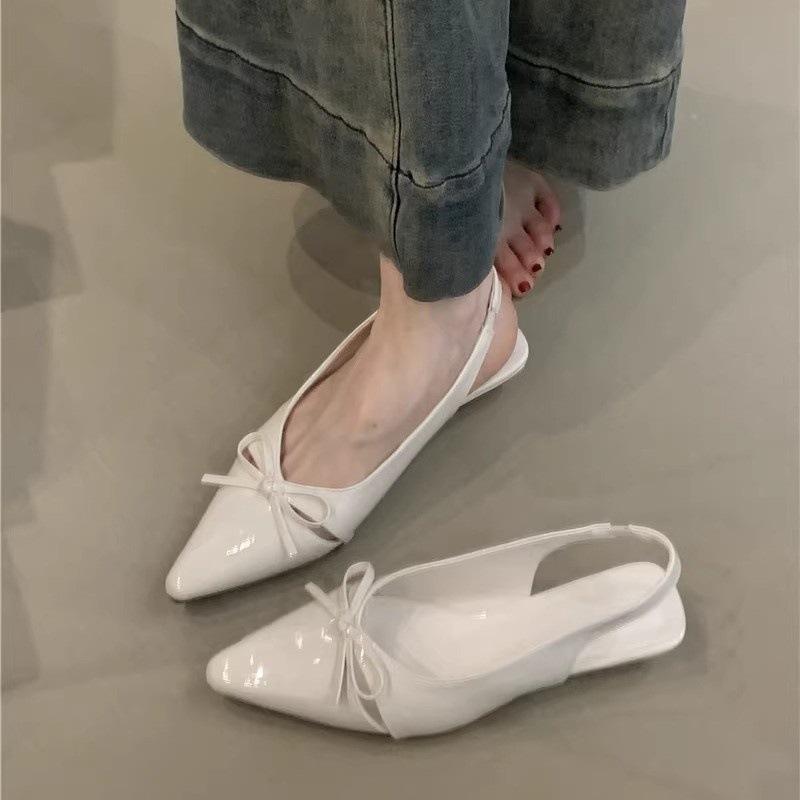 Coarse heel nude bow bag head sandals fairy shoes spring and summer skirt pointed single shoes 35
Coarse heel nude bow bag head sandals fairy shoes spring and summer skirt pointed single shoes 35