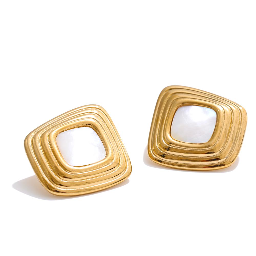 Yhpup Trending Stainless Steel Shell Square Stud Earrings for All Occasions 16K Golden Plated Hypoallergenic Arrivals Jewelry
Yhpup Trending Stainless Steel Shell Square Stud Earrings for All Occasions 16K Golden Plated Hypoallergenic Arrivals Jewelry
