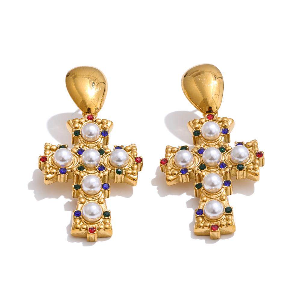 Yhpup Vintage Imitation Pearls Zirconia Cross Drop Earrings 18K Gold Color Stainless Steel Popular Jewelry 2025
Yhpup Vintage Imitation Pearls Zirconia Cross Drop Earrings 18K Gold Color Stainless Steel Popular Jewelry 2025