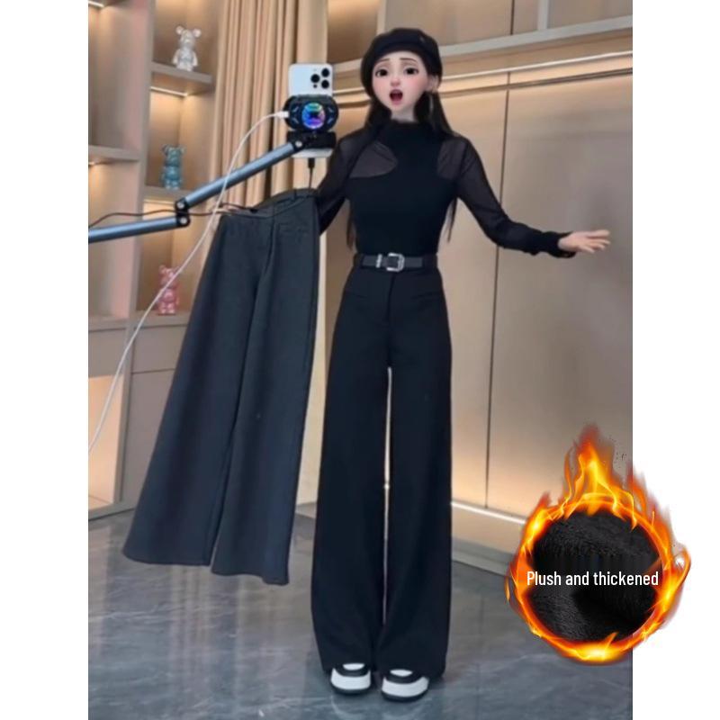 Женские шерстяные брюки широкого кроя: Весна/Осень Свободный крой, Прямые брюки, Моделирующие карманы с бархатом для зимы. 3XL
Женские шерстяные брюки широкого кроя: Весна/Осень Свободный крой, Прямые брюки, Моделирующие карманы с бархатом для зимы. 3XL