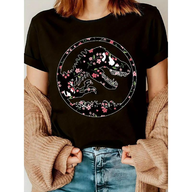 Womens Casual Floral Embossed Tee White Black Dinosaur Pink Flower Print Round Neck Short Sleeve Slightly Stretchy Spring Summer Fashion Machine 4XL чорний
Womens Casual Floral Embossed Tee White Black Dinosaur Pink Flower Print Round Neck Short Sleeve Slightly Stretchy Spring Summer Fashion Machine 4XL чорний
