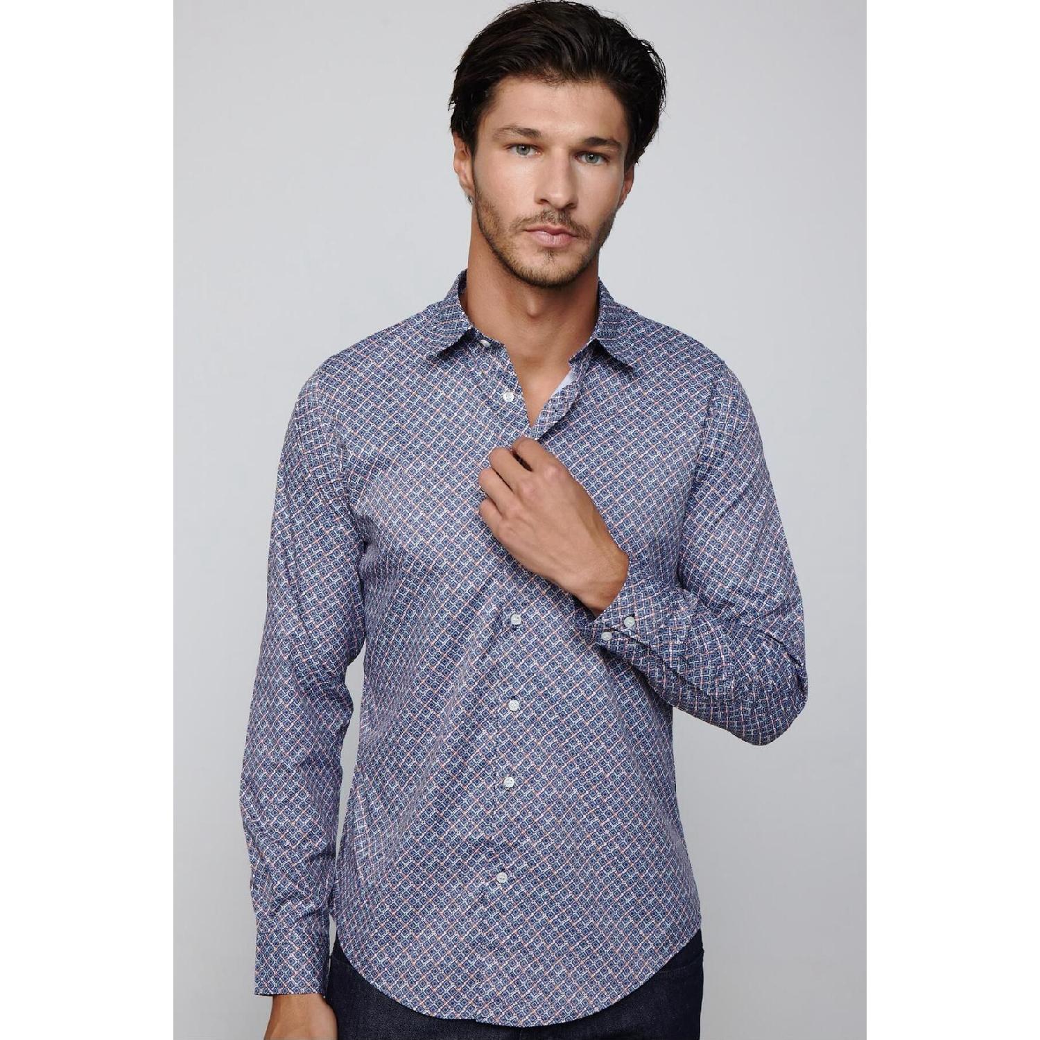 Slim Fit Slim Fit Мужская рубашка из лайкры с длинным рукавом и принтом XS
Slim Fit Slim Fit Мужская рубашка из лайкры с длинным рукавом и принтом XS