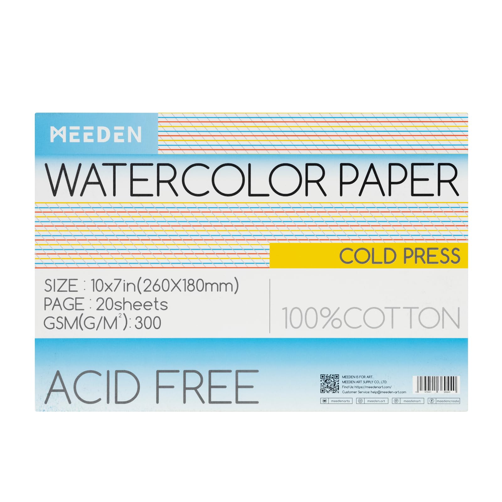 MEEDEN Watercolor Paper 16K x 20 Cold Press Medium For Drawing Block, Acid-Free, 100% Cotton, 300g, (26 18cm), Sheets, Watercolor/Acrylic/Water
MEEDEN Watercolor Paper 16K x 20 Cold Press Medium For Drawing Block, Acid-Free, 100% Cotton, 300g, (26 18cm), Sheets, Watercolor/Acrylic/Water