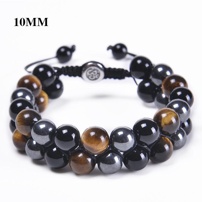 Двухслойный браслет из натурального тигрового глаза и черного агата с гематитовыми бусинами
Двухслойный браслет из натурального тигрового глаза и черного агата с гематитовыми бусинами