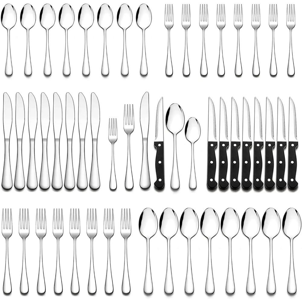 24-Piece Flatware Set with Steak Knives, Stainless Steel Silverware Cutlery Set Service for 4, Tableware Eating Utensils
24-Piece Flatware Set with Steak Knives, Stainless Steel Silverware Cutlery Set Service for 4, Tableware Eating Utensils