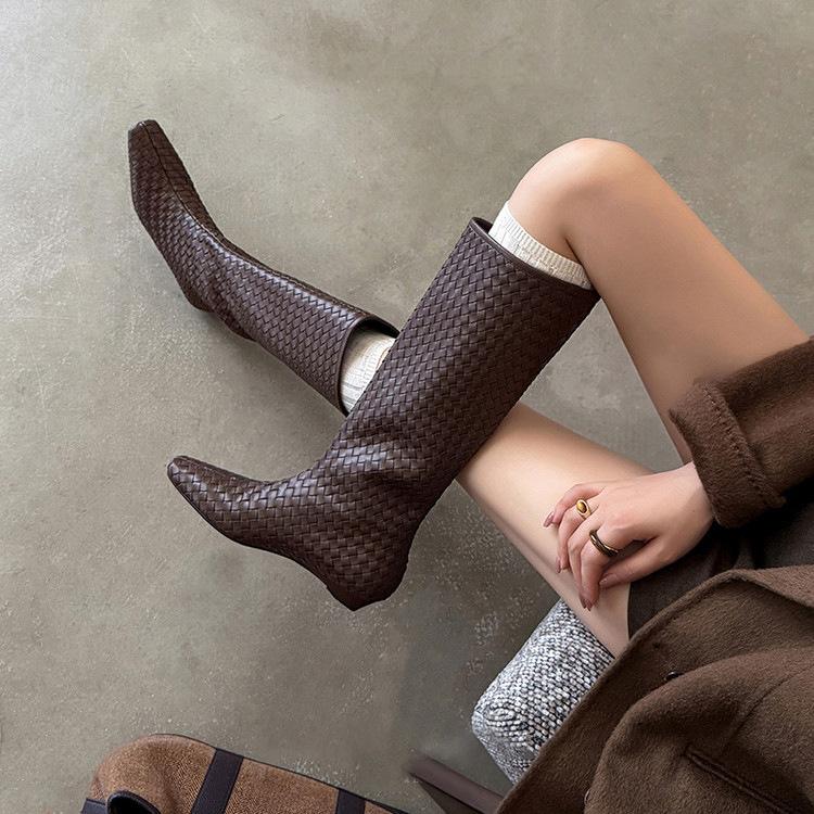 Версия из коровьей кожи~ Модные плетеные ботильоны до колена на низком каблуке женские 2025 новые европейские и американские модные ботинки-чулки с квадратным носком 40 коричневый
Версия из коровьей кожи~ Модные плетеные ботильоны до колена на низком каблуке женские 2025 новые европейские и американские модные ботинки-чулки с квадратным носком 40 коричневый