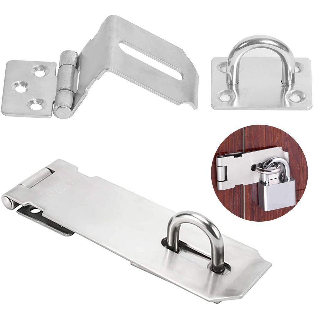 Burglar-proof Padlock Hasp Stainless Steel Shed Latch Durable Door Clasp Lock S-Flat Silver
Burglar-proof Padlock Hasp Stainless Steel Shed Latch Durable Door Clasp Lock S-Flat Silver
