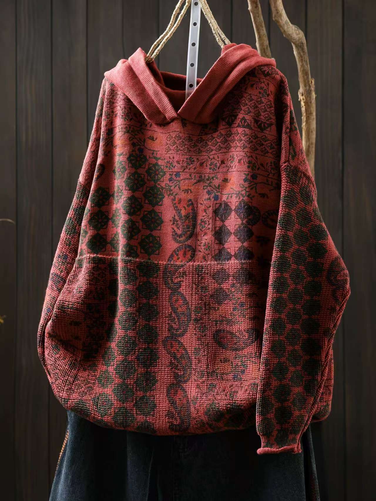 Johnature Women Vintage Print Floral Hooded Sweaters Knitted Long Sleeve Spring Patchwork Female Pullover Sweaters One Size червоний
Johnature Women Vintage Print Floral Hooded Sweaters Knitted Long Sleeve Spring Patchwork Female Pullover Sweaters One Size червоний
