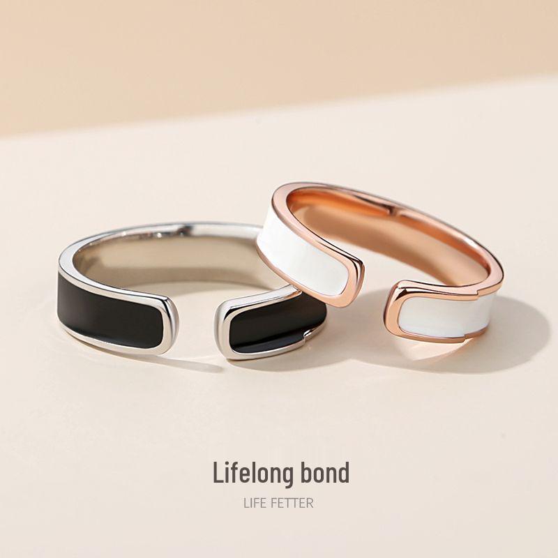 925 Sterling Silver Black & White Couple Rings: Adjustable Light Luxury Wedding Bands for Long-Distance Relationships, Valentine s Day Adjustable
925 Sterling Silver Black & White Couple Rings: Adjustable Light Luxury Wedding Bands for Long-Distance Relationships, Valentine s Day Adjustable