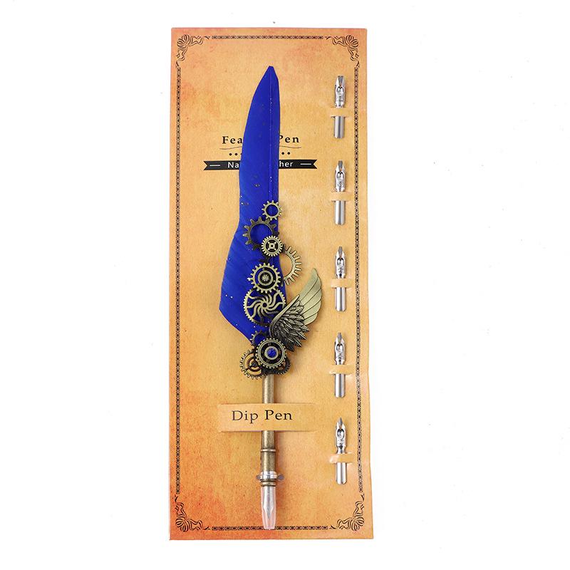 Steampunk Feather Pen with Wings & Gold Splatter Dip Pen Set Available 1.0mm
Steampunk Feather Pen with Wings & Gold Splatter Dip Pen Set Available 1.0mm