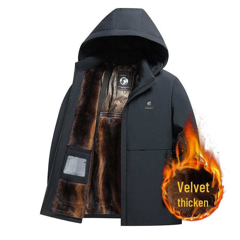 Men s Black Hooded Cotton Padded Jacket with Fleece, Perfect for Middle-Aged Dads in Autumn and Winter - Warm Business Casual Outerwear Size 195 for 160-180 jin темно-синього кольору
Men s Black Hooded Cotton Padded Jacket with Fleece, Perfect for Middle-Aged Dads in Autumn and Winter - Warm Business Casual Outerwear Size 195 for 160-180 jin темно-синього кольору