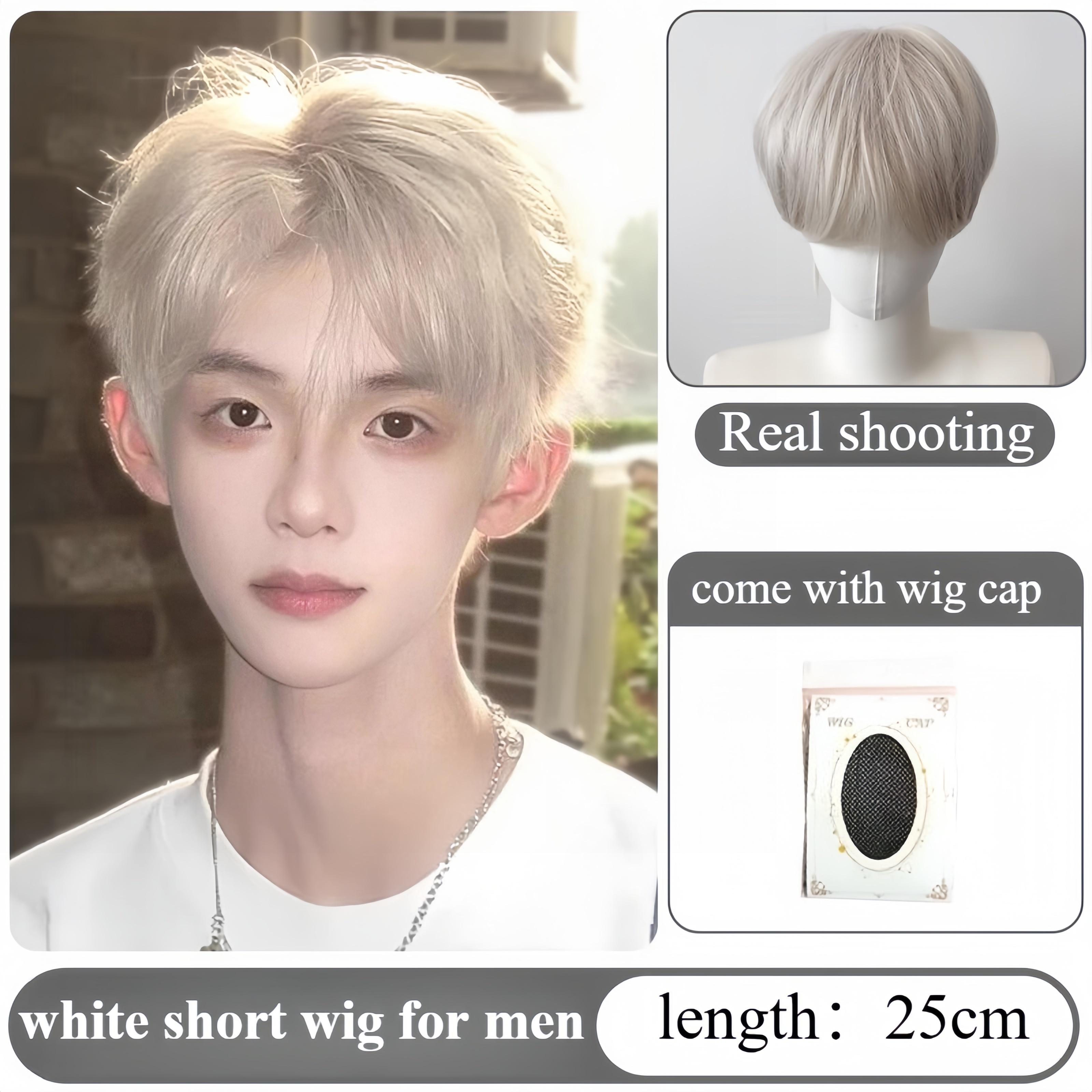 White Wig man Short Hair Wigs with Bangs Sissy High Temperature Fibres Synthetic Wigs for Cosplay Daily Use Wear and Go (WHITE,1pc)
White Wig man Short Hair Wigs with Bangs Sissy High Temperature Fibres Synthetic Wigs for Cosplay Daily Use Wear and Go (WHITE,1pc)