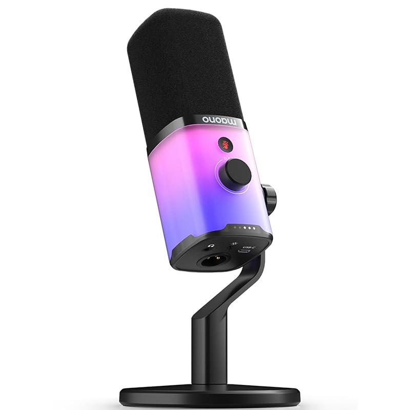 MAONO dynamic gaming microphone USB/XLR connectable noise canceling unidirectional microphone RGB lighting earphone output terminal With touch mute
MAONO dynamic gaming microphone USB/XLR connectable noise canceling unidirectional microphone RGB lighting earphone output terminal With touch mute