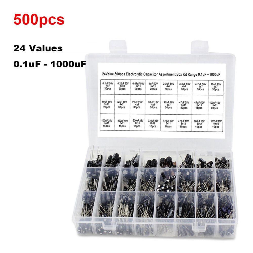 pack 500pcs 24 Values Assortment Kit set box 0.1uF - 1000uF Capacitors Electrolytic Capacitor чорний
pack 500pcs 24 Values Assortment Kit set box 0.1uF - 1000uF Capacitors Electrolytic Capacitor чорний
